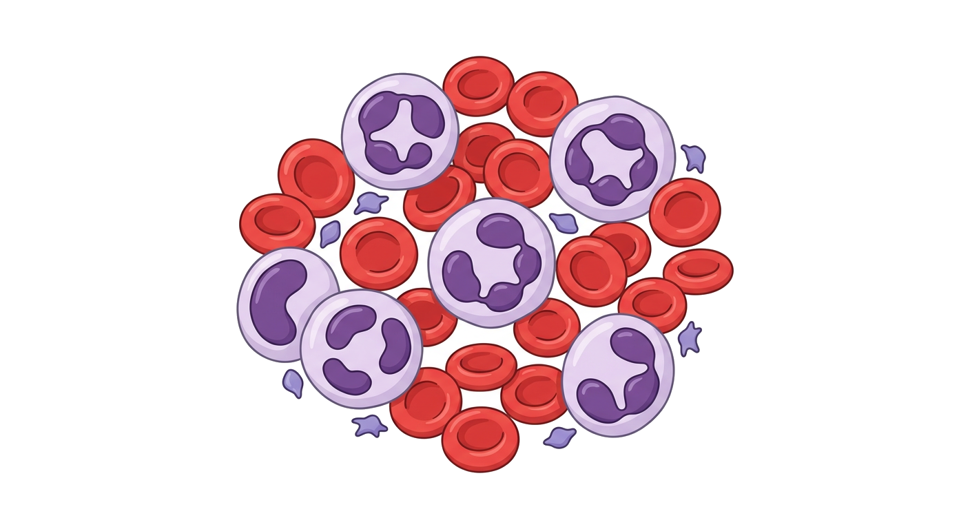 Diagram showing different types of blood cells