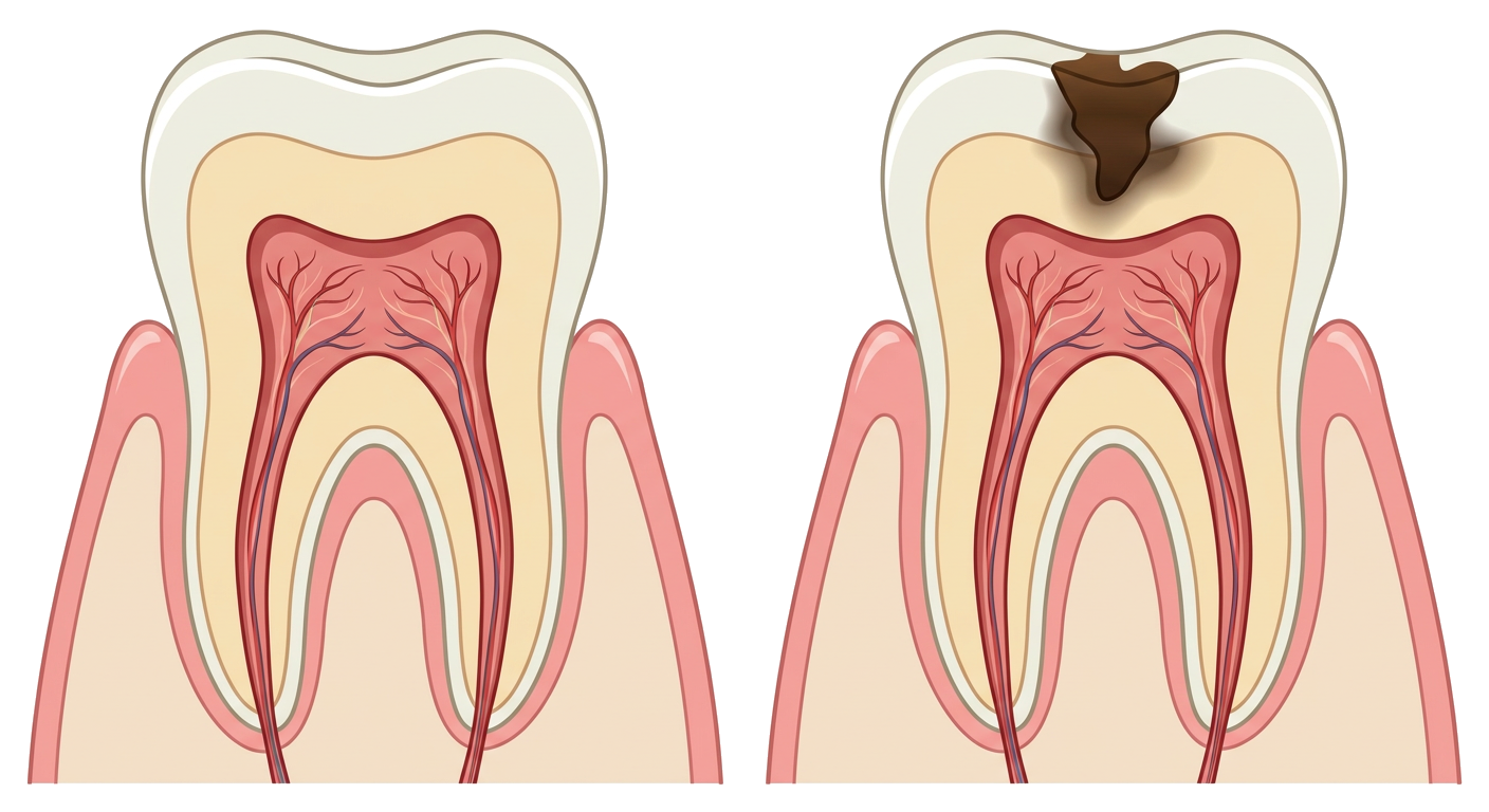Healthy Tooth Vs Cavity