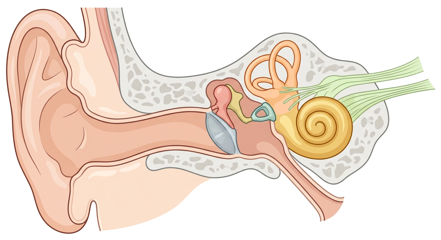 Cross-section of the human ear