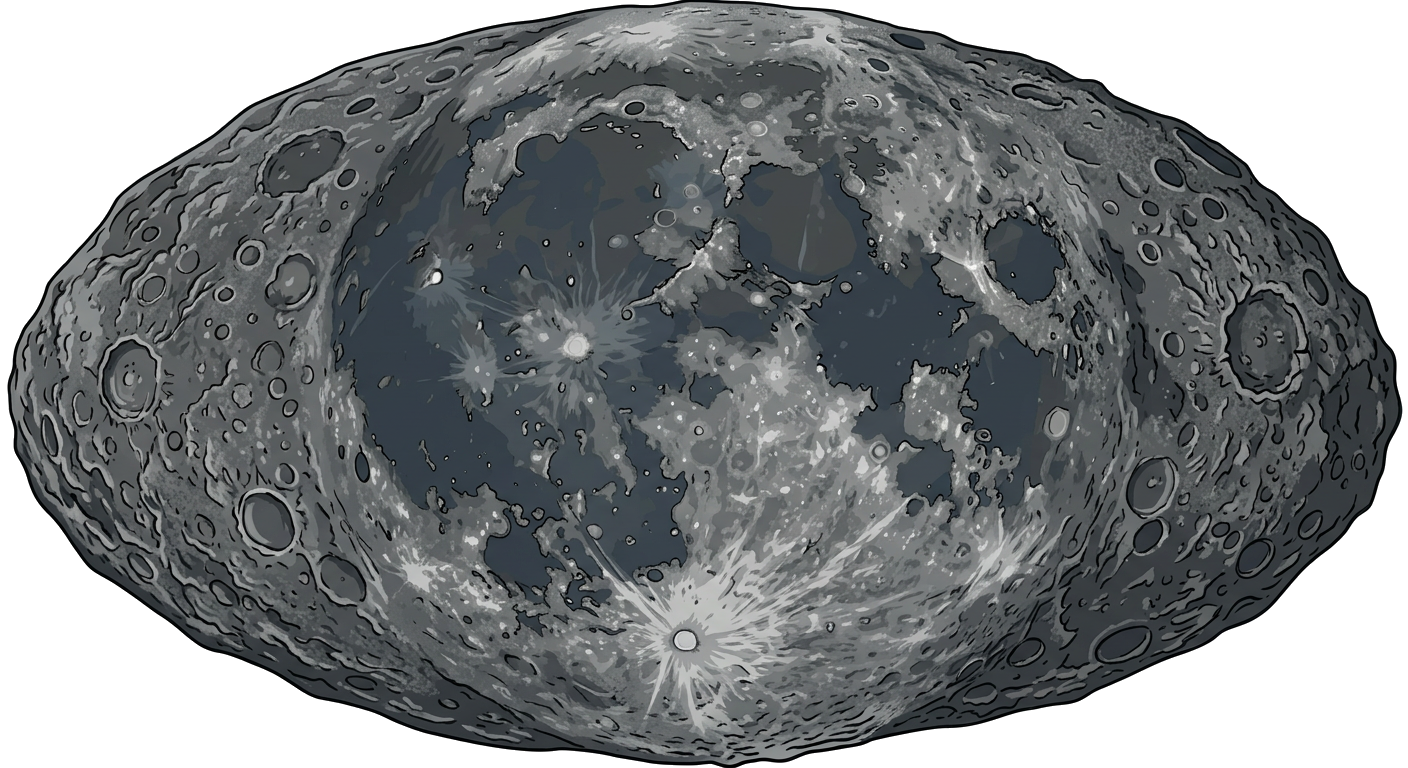 A close-up view of the moon surface.