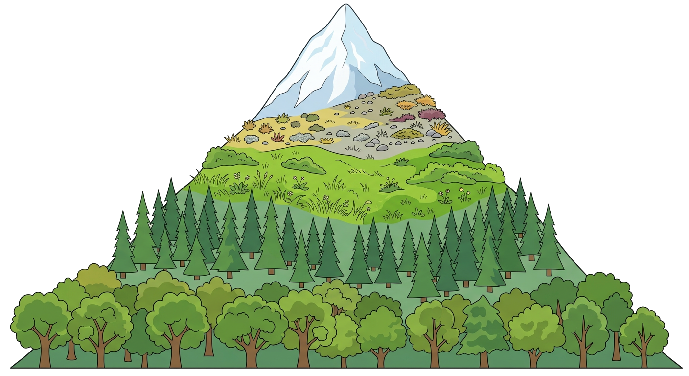 Mountain with Elevation Zones diagram
