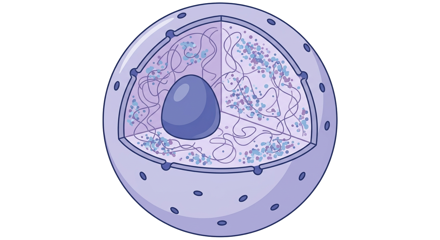 Cross-section of an atomic nucleus showing protons and neutrons