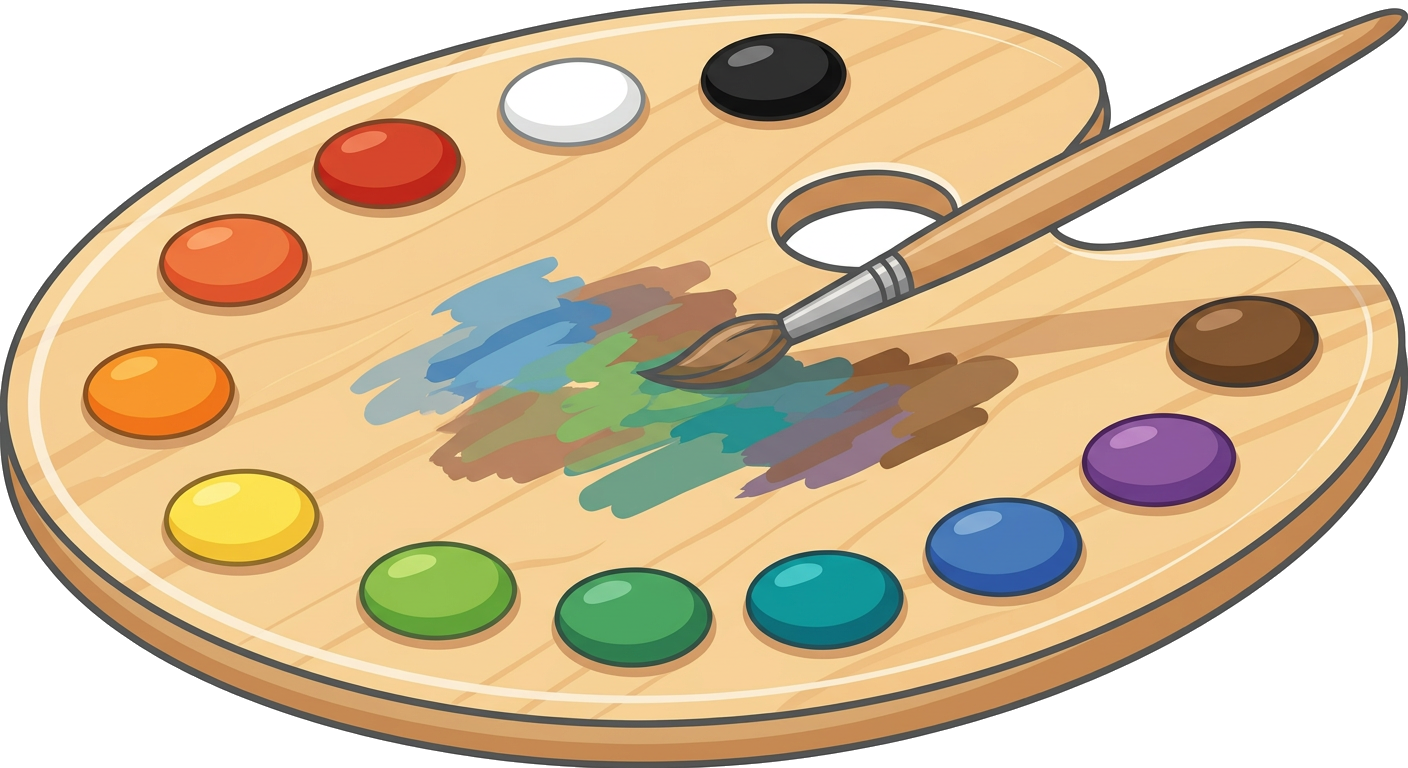 Paint palette with different colors
