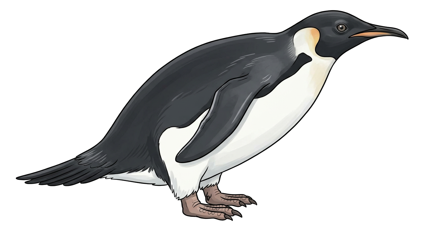 A cartoon illustration of a penguin.