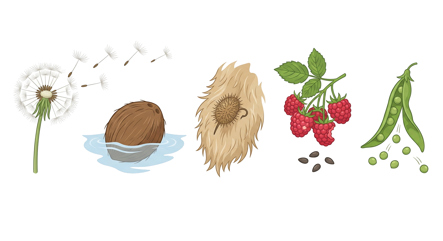 Seed Dispersal Methods illustration