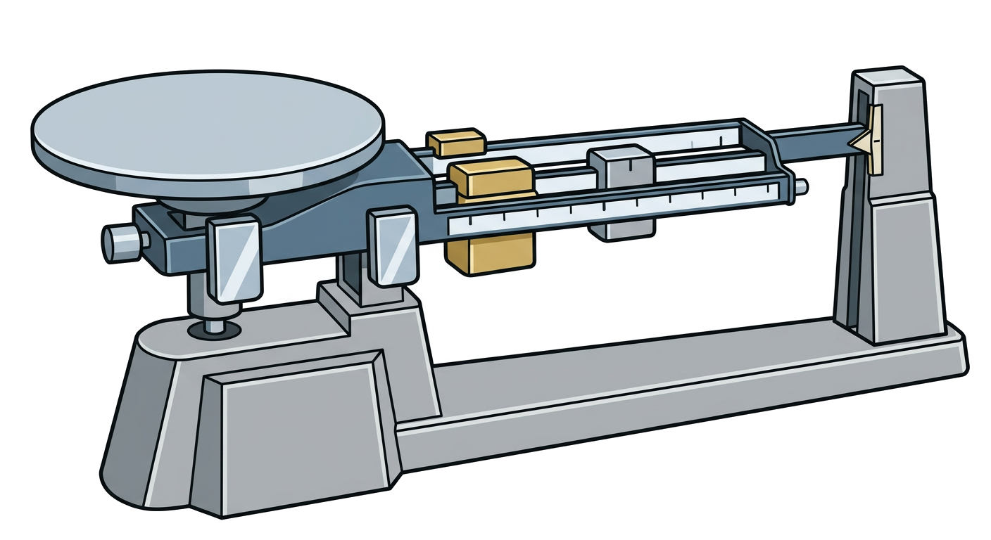 Balance scale representing an equation